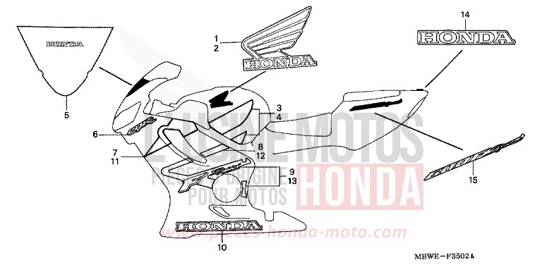 STRIPE (CBR600FS2) for CBR600F Special Edition ACCURATE SILVER METALLIC (NH146B) from 2002